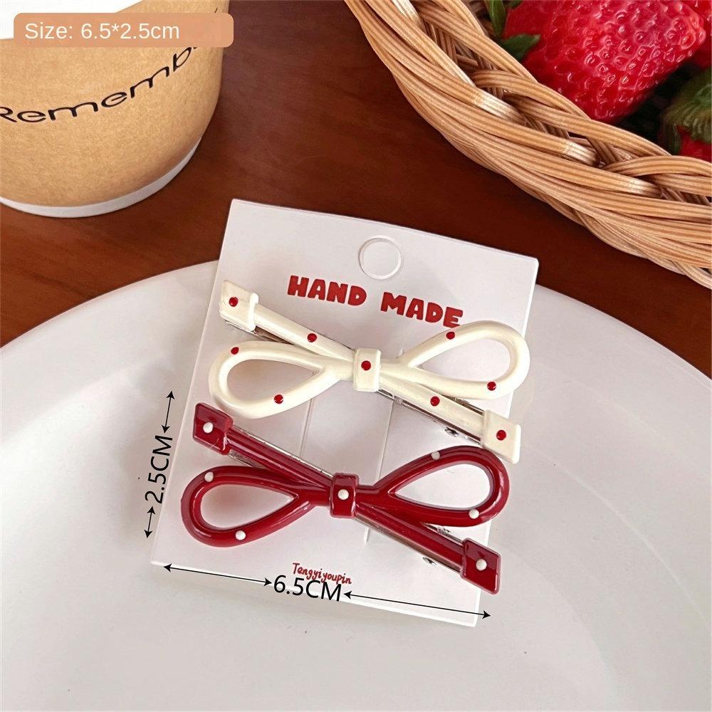 Red Hairpin Bowknot Broken Hair Clip New Headwear  Women