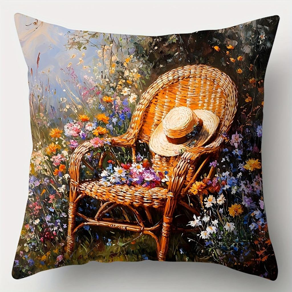 Charming Garden Scene PillowcasesLiving room sofa cushion cover, soft and comfortable, bedroom room decoration
