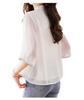 Atopddan Short Sleeve Chinese Button Summer Chiffon Blouse with Casual Top for Work or Casual Size XL Women's Shirt, Embroidery, Wear, White,