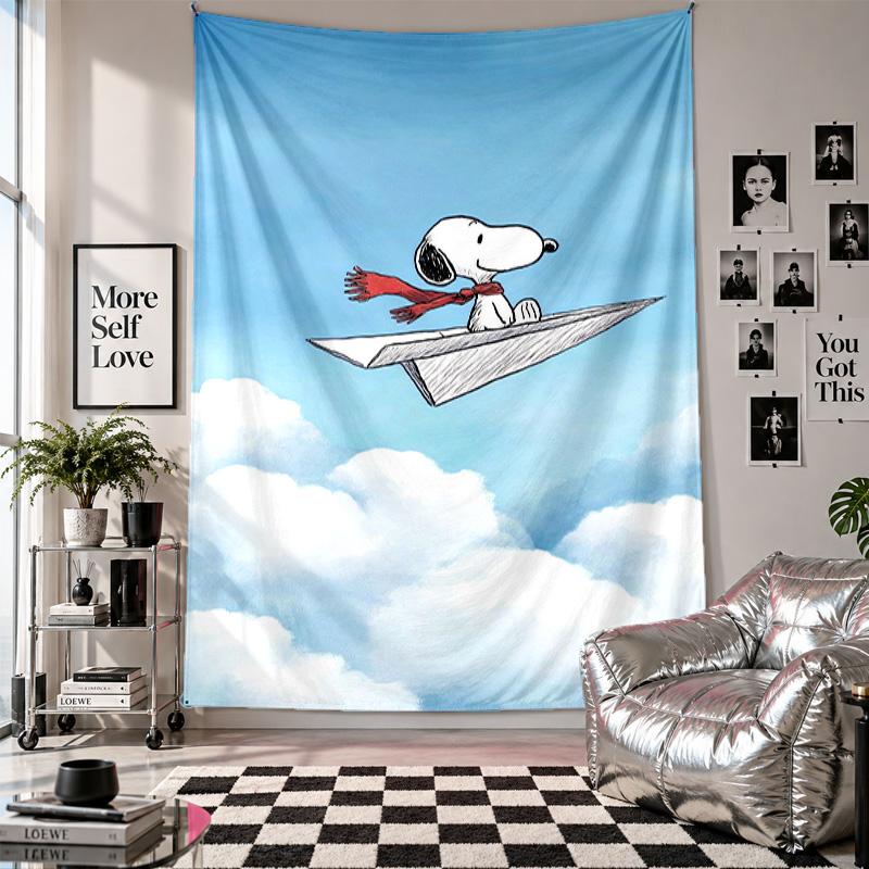 Wall TapestrySnoopy Peanuts Art Hanging Cloth Decorative Background Cover for Room Decoration
