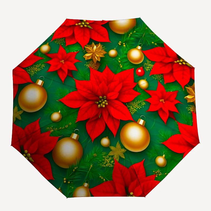 

1pc Christmas Automatic Folding Umbrella - 8-Rib Iron Frame, Portable Sunshade with Plastic Handle yy250731242