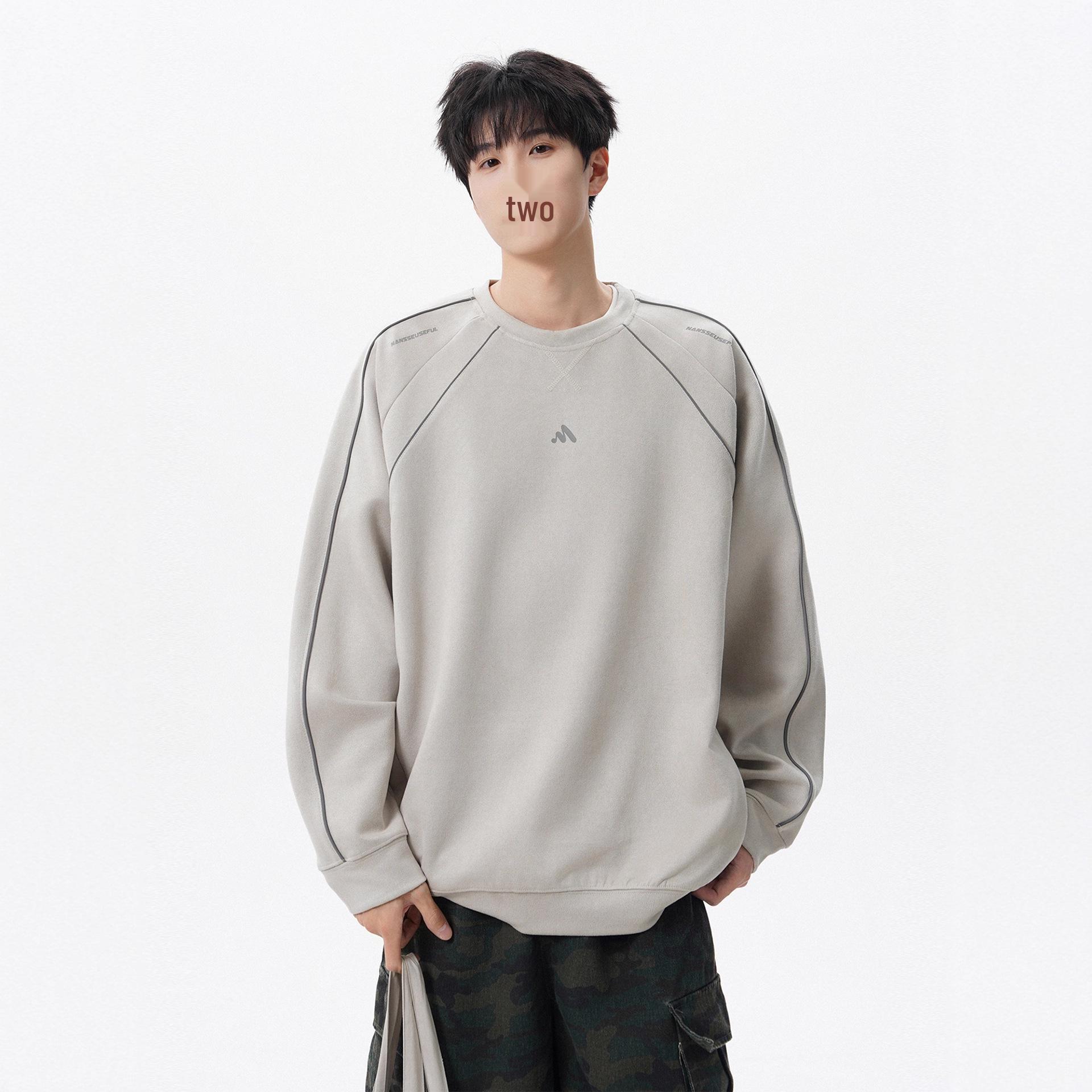 Unisex Suede Round Neck Hoodie: 2025 Autumn/Winter Trend - Loose Casual Jacket XXXL серый