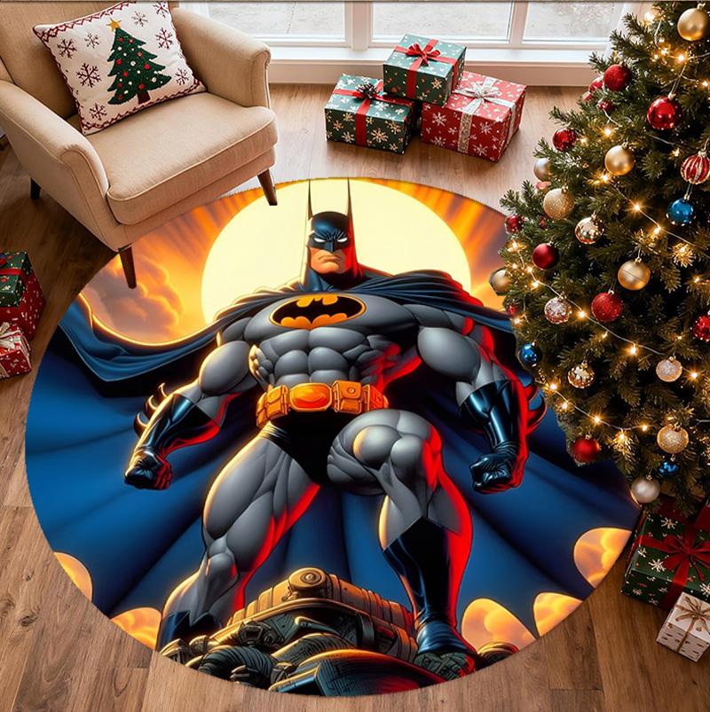 Batman Pattern Round Rug, Indoor/Outdoor Mat, for Picnic, Gameroom, Bedroom, Office, Living Room, Home Decor Carpet, Birthday Gift