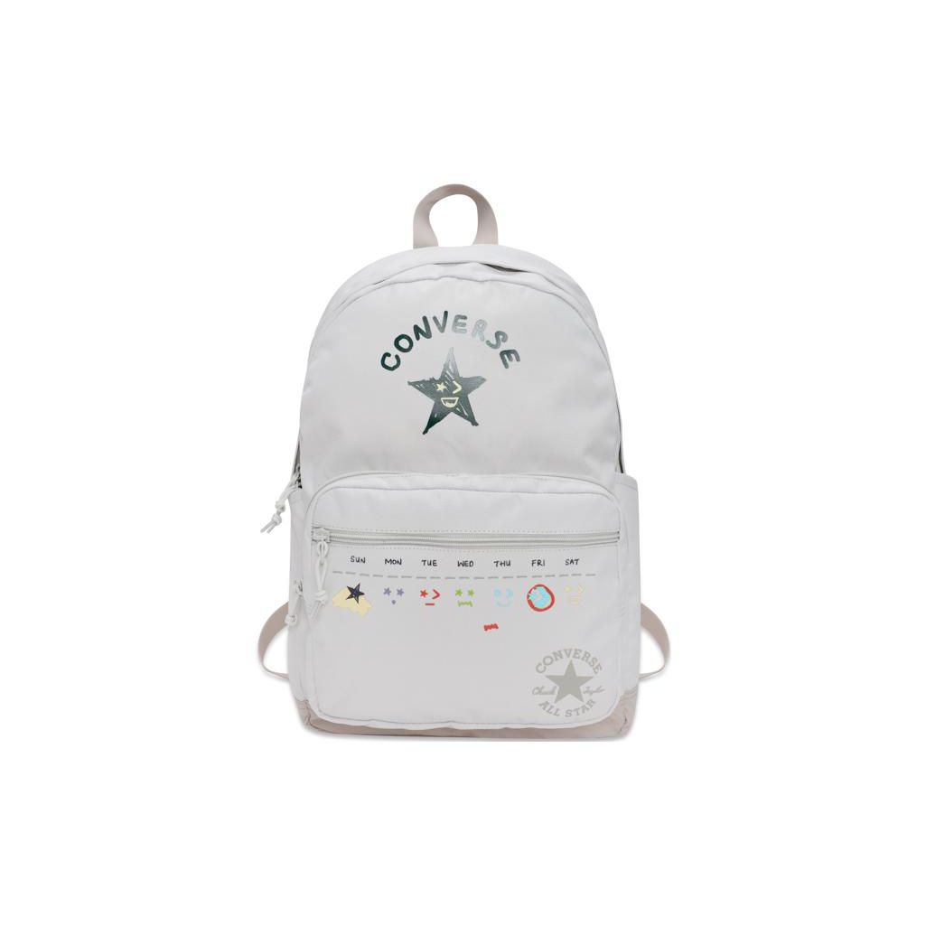 Converse Go 2 Fun Print Versatile Zipper Backpack Unisex Backpack White 10024943-A01 White