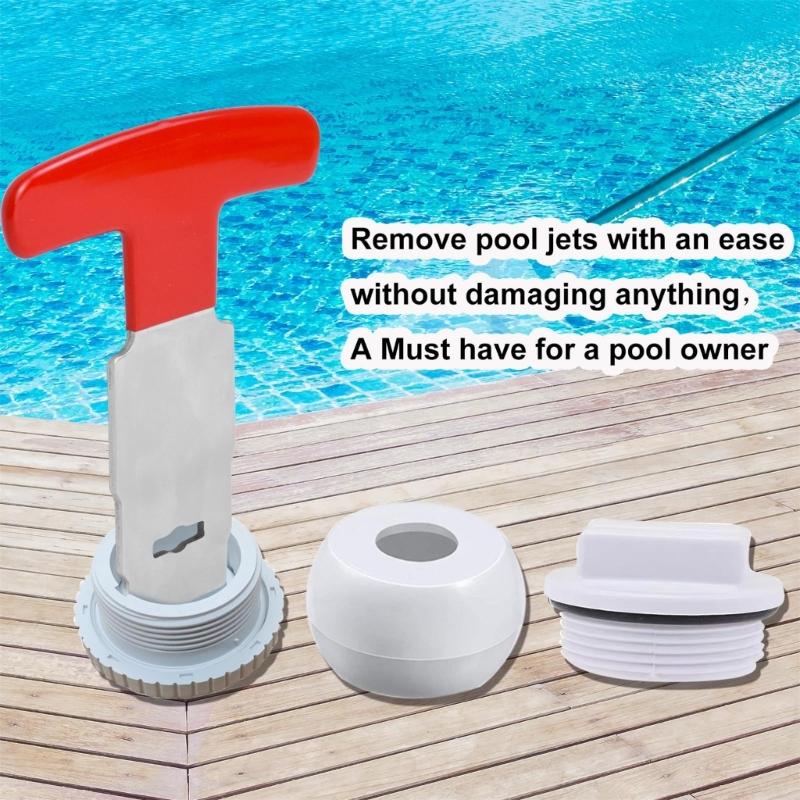 Wydajne narzędzie do usuwania dysz basenowych z ergonomicznym gumowym uchwytem do kwadratowych korków spustowych w basenach naziemnych