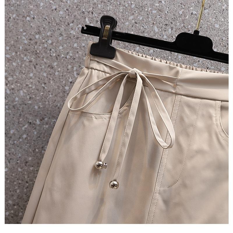 DIMANAF 2025 Summer Women Plus Size Skirts Vintage Elastic Solid A-Line Elegant Skirts New High Waist