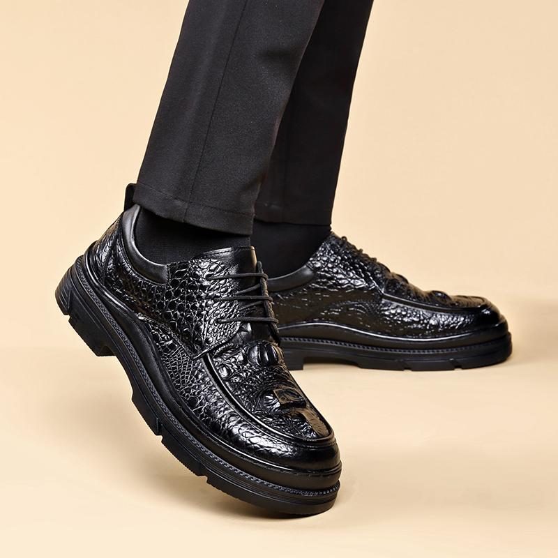 Fashion Men Brogue Shoes Outdoor Leather Thick Sole British High-end Derby Shoes Fashion Office Business Dress Oxford Shoes Men
