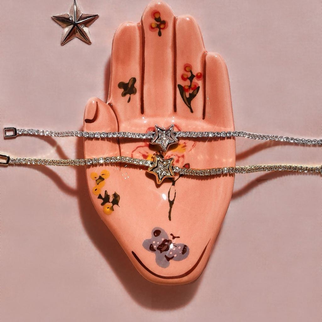 Star-Studded Diamonds Full Of Diamond Thin Chain Bracelet Gold And Silver Two-Color Shining Light Luxury Jewelry Full Of Stars