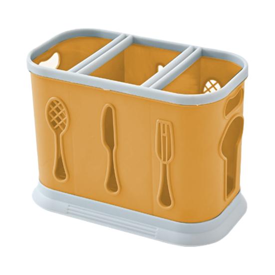 

Держатель для палочек для еды, слив воды, большая емкость, смола, вентиляция, безопасная посуда, держатель для хранения ложек для кухни 3 Grid жёлтый