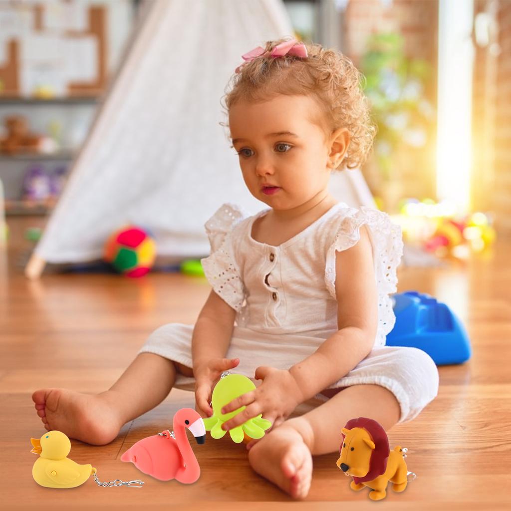 9 Stück Krankenschwester-Taschenlampe, Kinderkrankenschwester-Taschenlampe, Schlüsselanhänger mit Tier-Taschenlampe, Schlüsselanhänger, Delphin, Löwe, Flamingos, Dinosaurier, Hai, Nashorn