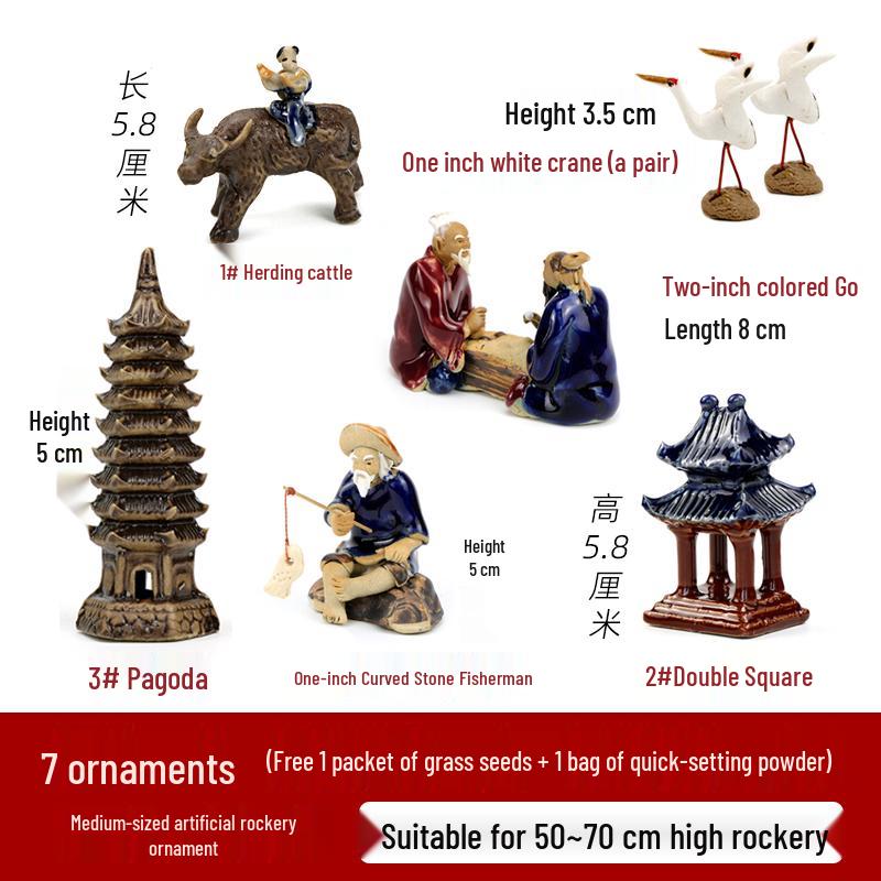 Rocalla de Piedra de Montaña Cerámica para Estanques de Peces, Decoraciones de Bonsái - Adornos de Paisaje para Patio.