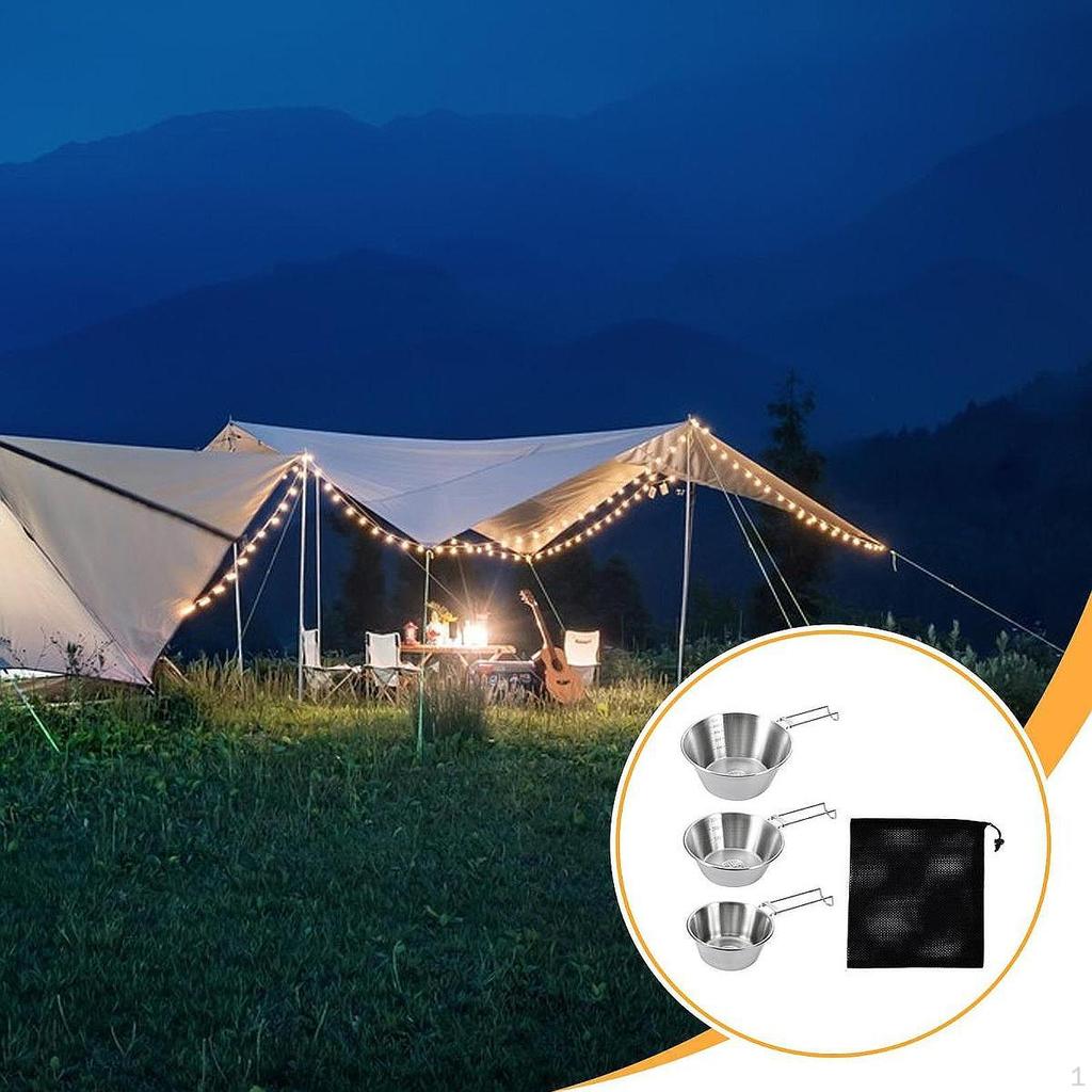 3 Stück Camping Schüssel Set Geschirr Robust Tragbar Kompakt Utensilien Tassen Essgeschirr für