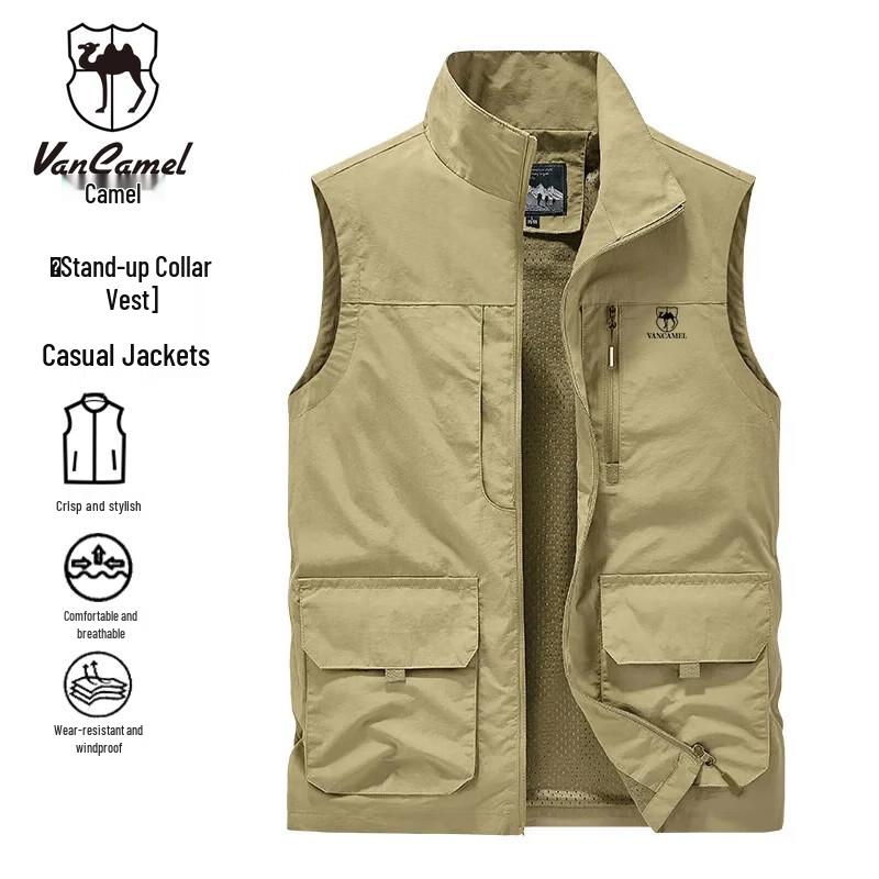 

Vancamel Men s Casual Windproof Stand-Collar Vest M
