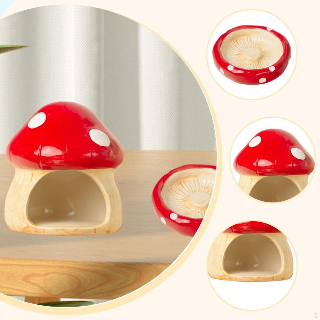 Ceramic Hamster House Shaped Furniture Creative with Food Bowl Habitat for Small Pets