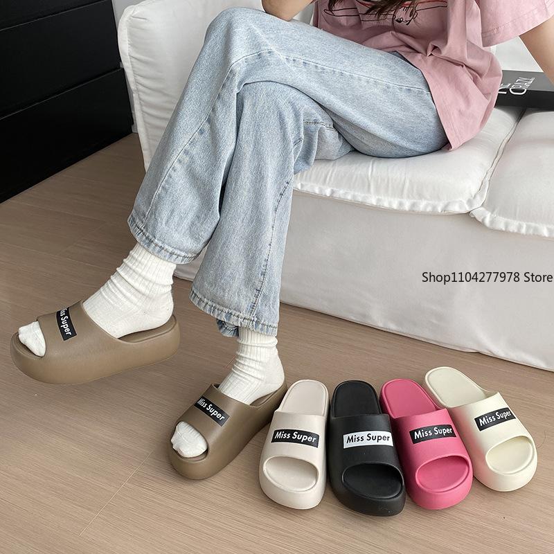 Fashion 7.5cm Fashion Summer Eva Slippers Summer Women Thick Soles Non-slip Home Indoor Outdoor Couple Slippers Bath Flip Flops