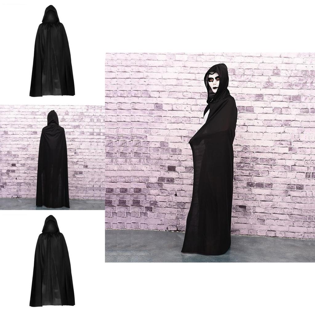 Højkvalitets Halloween Kappe Cosplay Vampyr Heks Troldmand Kåbe Fest Voksen Børn Sort Kappe Kappe