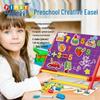 Children's Magnetic Drawing Board with Colorful Puzzle, Number & Letter Stickers - Preschool Creative Easel