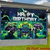 Monster Truck Theme Birthday Happy Banner - Party Decoration Background