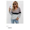 Leopard Print Patchwork Long Sleeved Top Women's V-neck Pullover Casual Hoodie Loose Simple Commut Bottoming Shirt Autumn