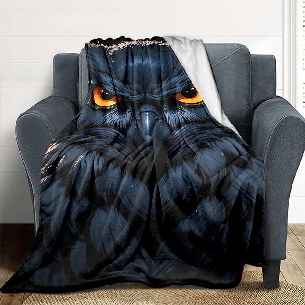 1pc Night Owl Blanket Lightweight Blanket Throw Blanket For Sofa, Bed, Travel, Camping, Livingroom, Office, Couch, Chair Yy251010007