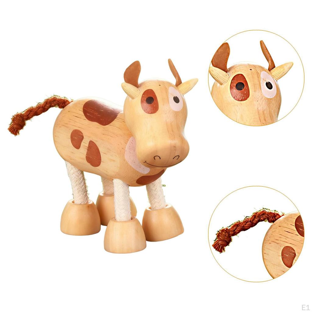 Flexible Cow Toy Bendable Wooden Animal Fun Learning for Preschool Portable Farm Animals Zoo