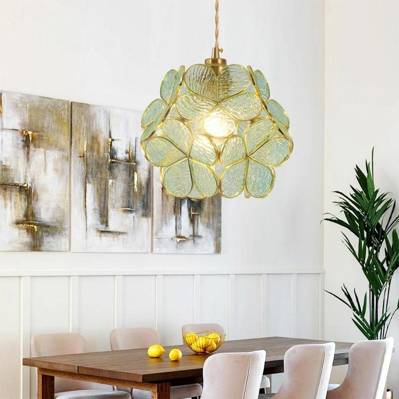 Lămpi Suspendate din Sticlă Lampă de Plafon LED Decor Acasă Candelabru Suspendat Felinar Floare Lustre Agățate Corp de Iluminat Insulă Bucătărie