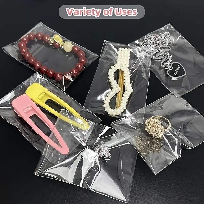 100pcs Jewelry Bags Self-Adhesive OPP Transparent Plastic Sachets For Gifts Package Shipping Bags To Pack Jewelry Accessories