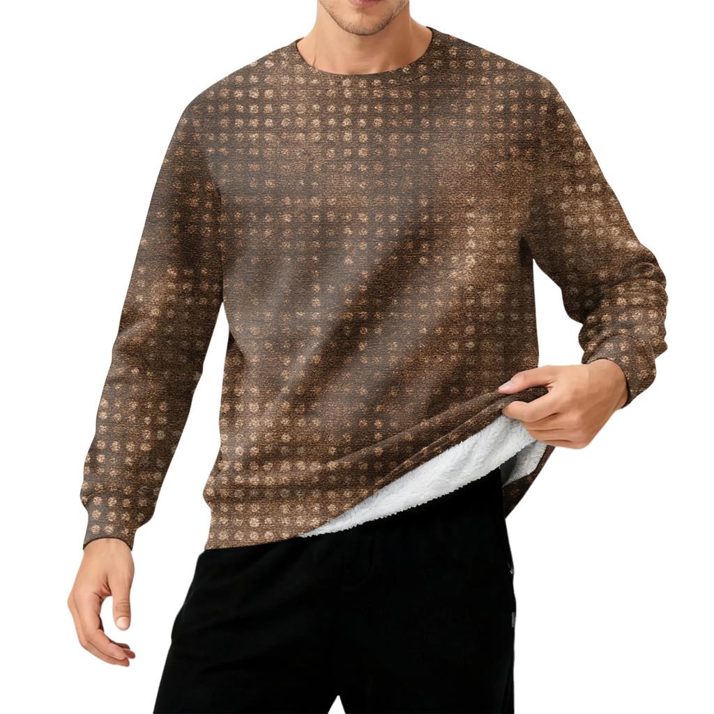Men's Round Neck Fleece-Lined Thick Warm Sweatshirt