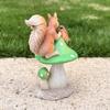 Garden Squirrel Statue Resin Squirrel Sitting On Mushroom Figurine Bird And Squirrel Sculpture for Yard Lawn Decoration Housewarming Gift