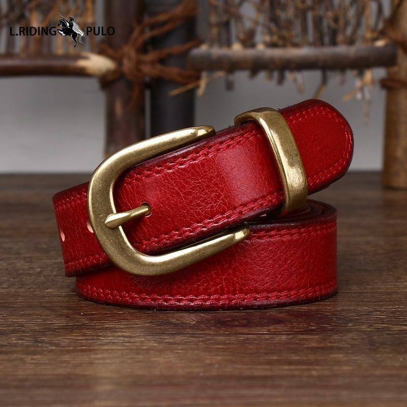 Belt Women Decorative Genuine Leather Belt Women Pin Buckle Pure Cowhide Retro Korean Style Fashion All-match