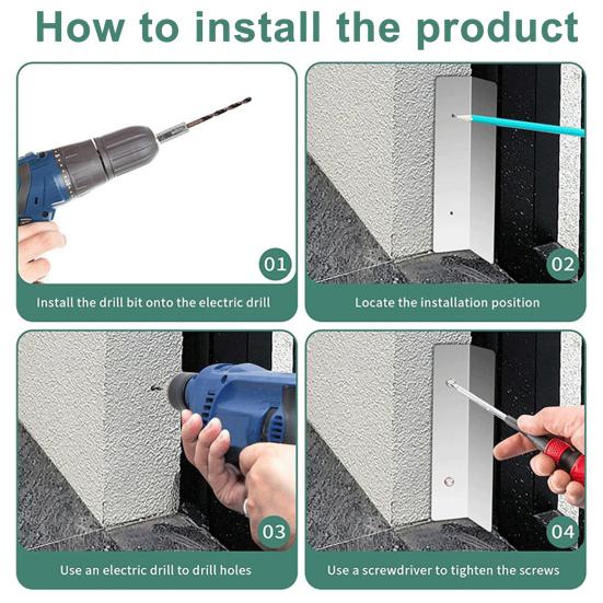 2 Peças Protetores de Vedação de Aço Inoxidável em Forma de L para Portas de Garagem contra Ratos Resistentes à Ferrugem de Alta Resistência