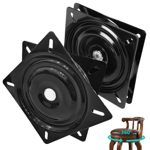 aleawol Set of 2 160mm Chair Swivel Plates, A3 Steel Swivel Plates, 360 Degree Swivel Chair Replacement for Chair Fixtures (6-inch, Black)