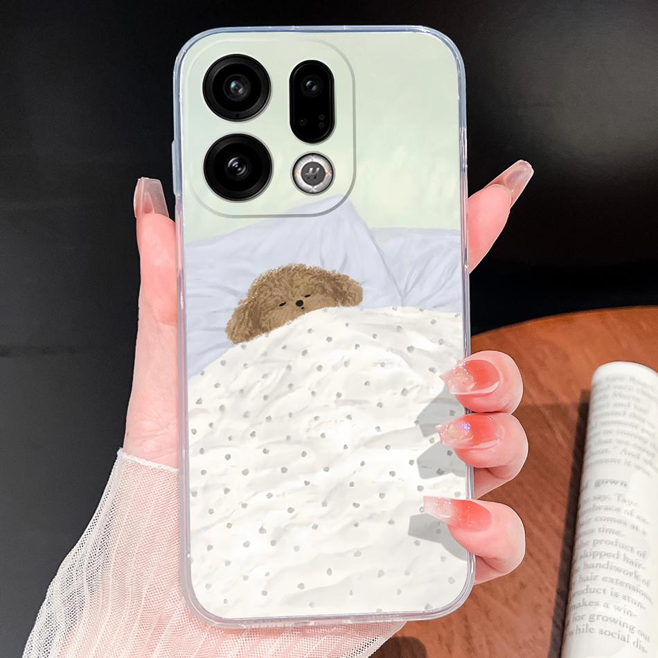 For Oppo Find X9 X8 X7 Pro Phone Cover Lovely Animal Cartoon Soft TPU Clear Silicone Case For Oppo Find X7 Ultra X 9 X 8 Bumper
