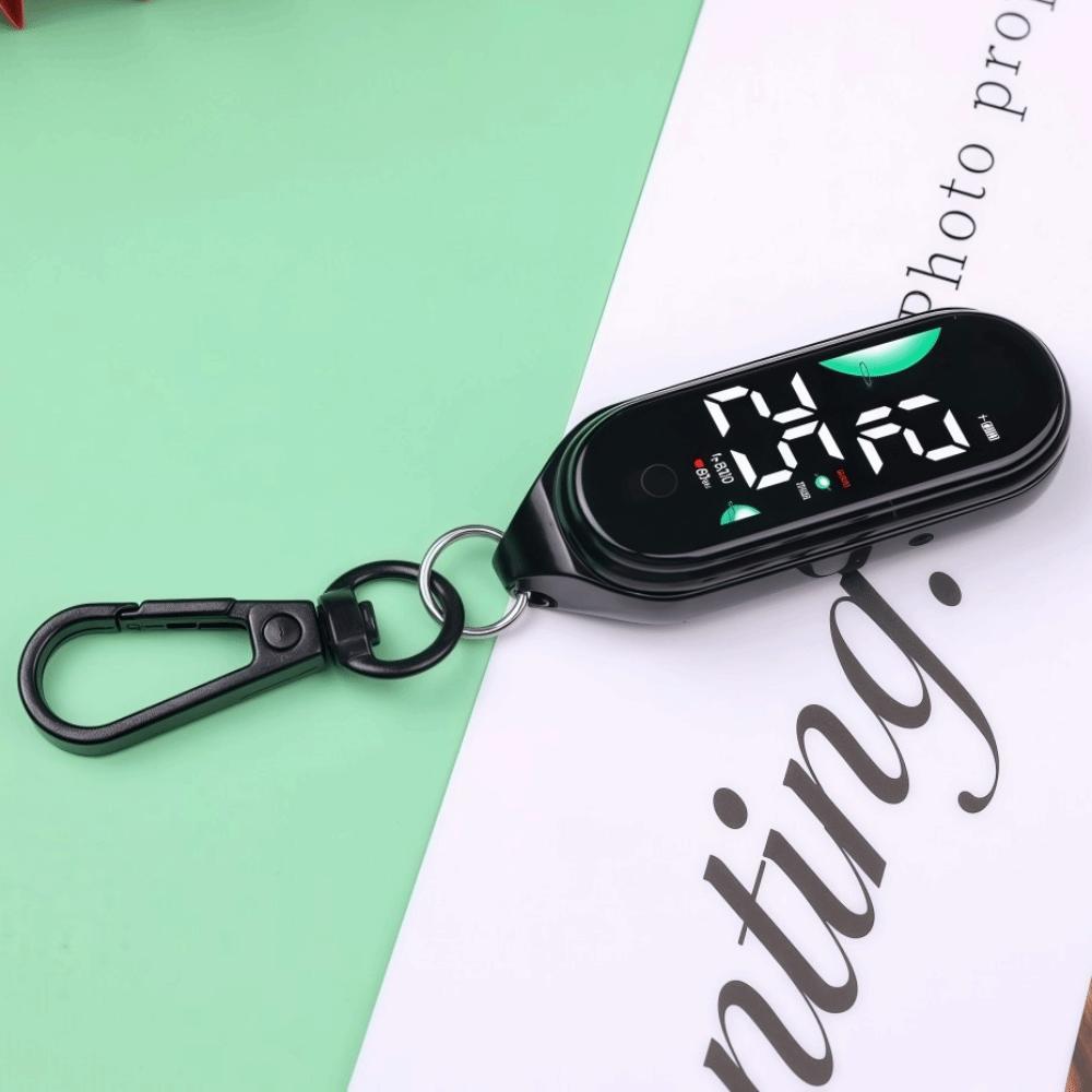 Electronic Hanging Watch Waterproof LED Watch Keychain Pocket Watch Kids Adults black