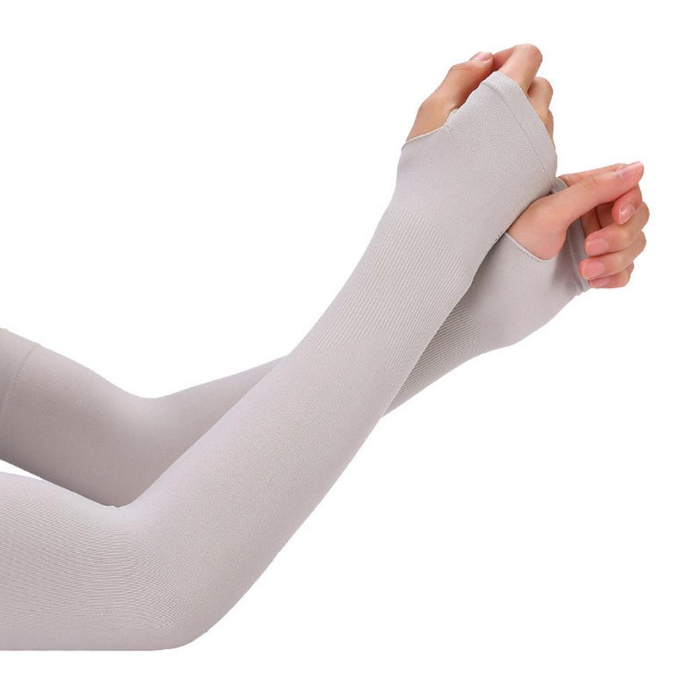 Ice Silk Arm Sleeves Cover With Anti-skid Gloves Cool Silk Anti-Sunburn Elastic Driving Arm Summer Ice Sleeve Muff Cover N6Y2