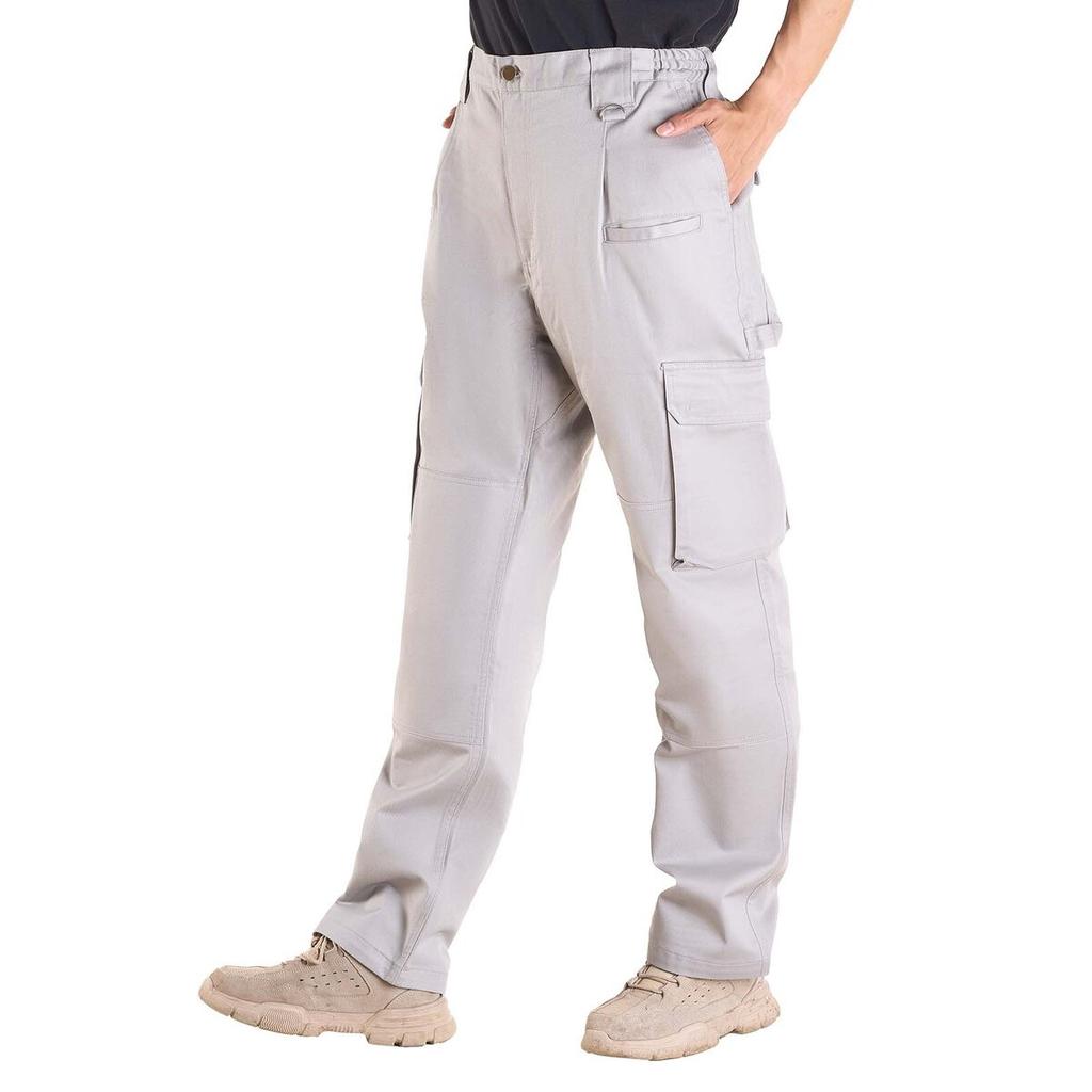 FR Pants for Men, 100% Cotton, Flame-Resistant Cargo Pants with Multi-Pockets and Elastic Waist, Reinforced Tear-proof Stitching, Ideal for Welding