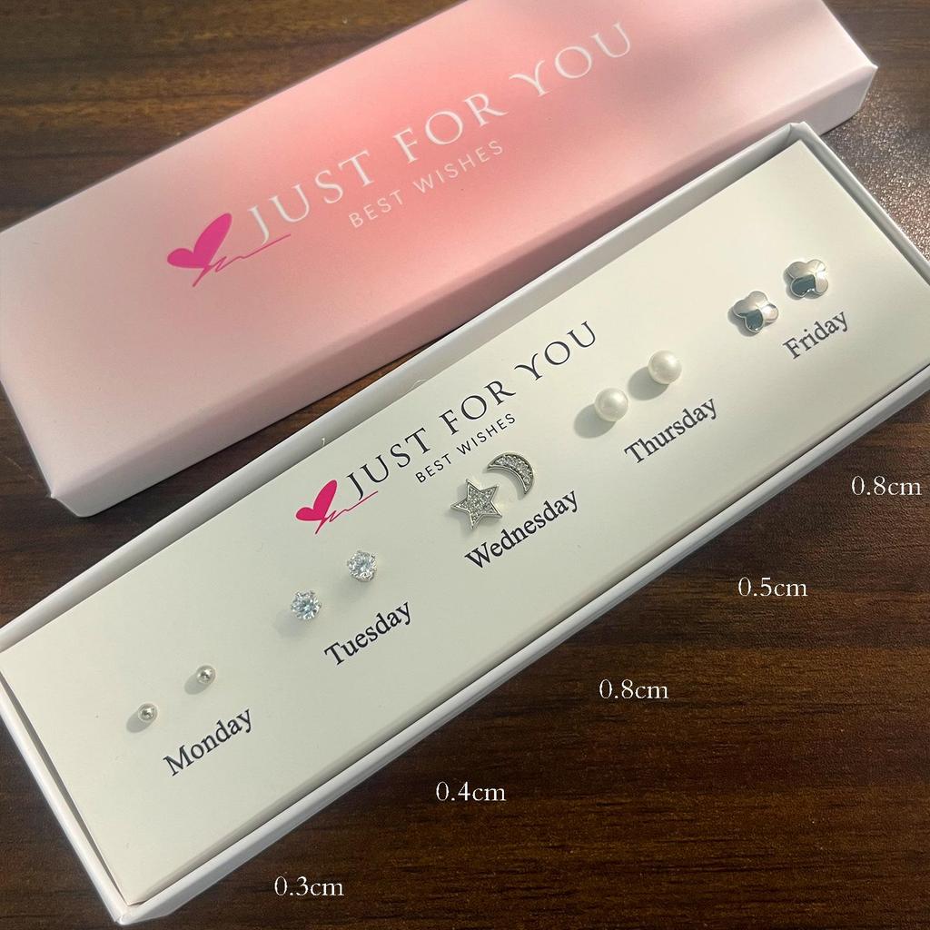 Weekly Gift Box: Star, Moon, Butterfly & Flower Bow Stud Earrings for Girls