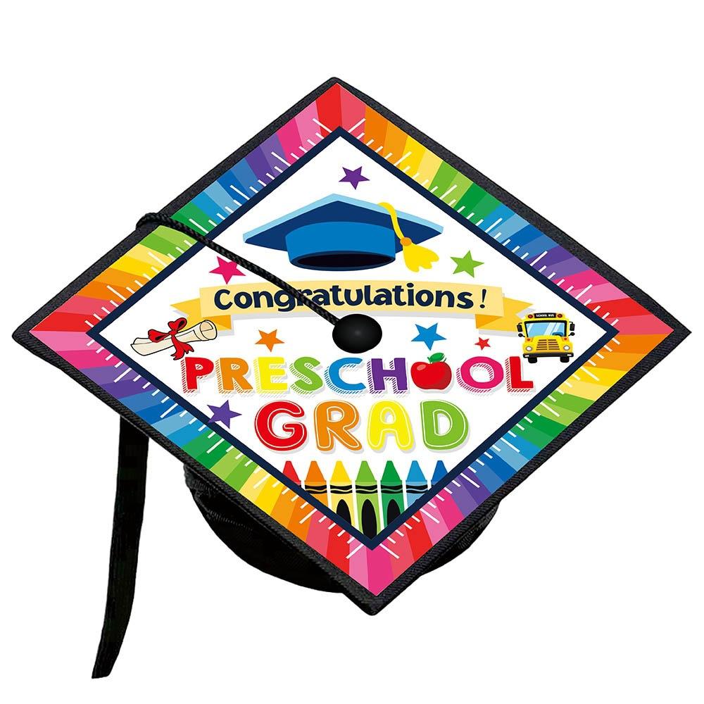 Graduation season party decorative headgear, colorful graffiti kindergarten graduation hat decorative card