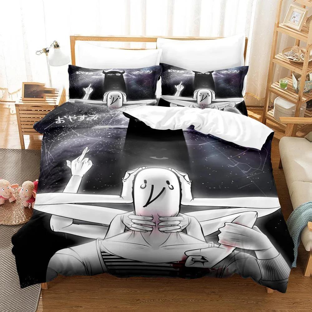 

Комплект постільної білизни Punpun Oyasumi Goodnight з 3D-принтом для хлопчиків і дівчаток Twin Queen Size Підодіяльник Наволочка Ліжко Діти Дорослі Настроюється 135X200cm-2pcs