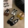 Rhinestone with Ballet Mary Jane Shoes 2025 New Spring and Autumn Square Head Shallow Mouth Versatile Flat Bottom French Gentle Single Shoes