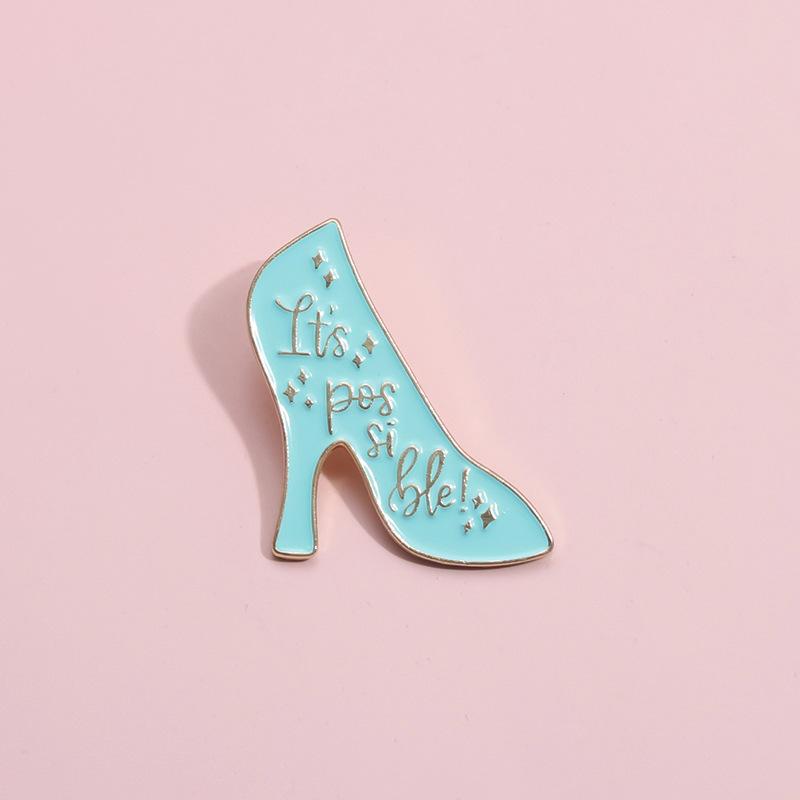 Green Artistic Exquisite Letter High Heel Brooch Versatile Alloy Decoration Metal