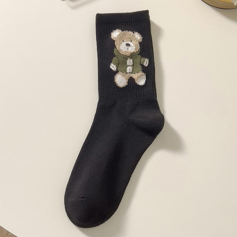 Long-stocking Girls, Cute Cartoon Bear Girls In Autumn and Winter, Mid-calf Girls, Girls' Academy, Tall Cotton Stockings