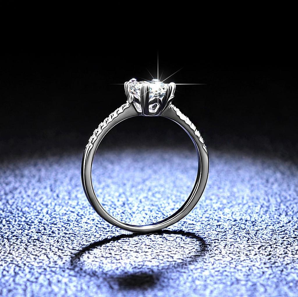 Women's Pure Silver D Color Moissanite Snowflake Ring, Over One Carat, Multiple Styles, Hot Selling Wedding Band