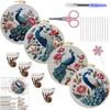1pc Peacock Flower Pattern Embroidery DIY Fabric Craft Kit with Tools