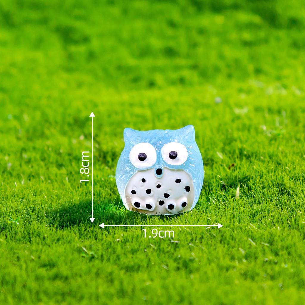 10Pcs/lot Cute Luminous Owl Animal Miniatures Mini Figurine Glow in the Dark Ornaments Fairy Garden Decoration Micro Landscape