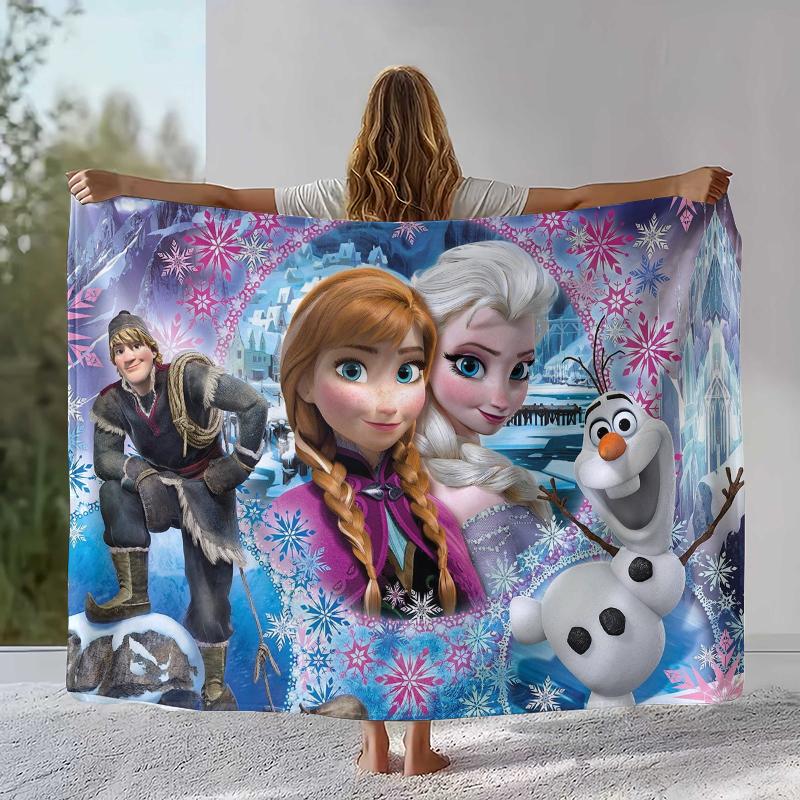 Cartoon F-Frozen girl Flannel Blanket,Ultra Soft Warm Plush Throw for Home Bedroom Bed Sofa Cover Camping Picnic gift kids 75x90cm