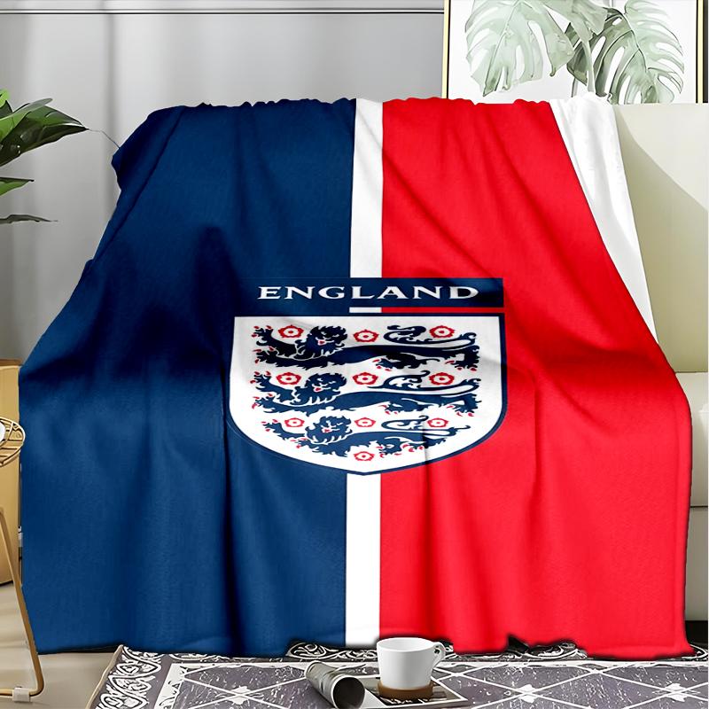 1PC England Football Crest Printed Soft Flannel Blanket Throw for Adult Bedroom Living Room Sofa Camping Travel Fan gifts Christmas Gifts