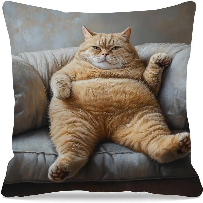 Bohemian Plush Pillow Cover with Charming Kittens Design, 45x45 Cm - Perfect for Living Room or Bedroom Decor