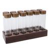 12pcs Coffee Bean Storage Tubes Glass Sealed Dosing Coffee Bean Jars with Walnut Stand Funnel for