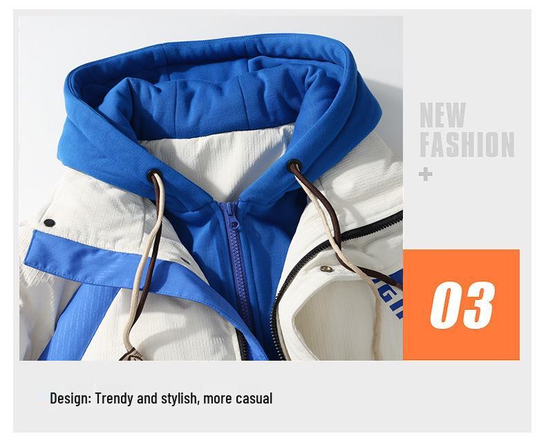 Men's Winter Korean Style Fake Two-Piece Cotton Jacket for Teen and Junior High Students